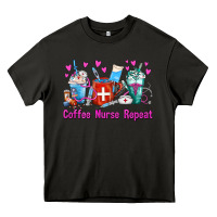 Asphalt Coffee Nurse Repeat Nurse Coffee Cups Heavy Core Tee - FaDigitalArtStudio