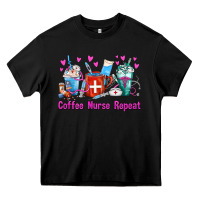 Black Coffee Nurse Repeat Nurse Coffee Cups Heavy Core Tee - FaDigitalArtStudio