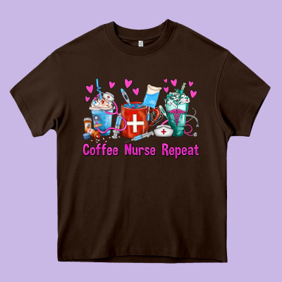 Coffee Nurse Repeat Nurse Coffee Cups Heavy Core Tee Designed By Fadigitalartstudio