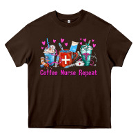 Chocolate Brown Coffee Nurse Repeat Nurse Coffee Cups Heavy Core Tee - FaDigitalArtStudio