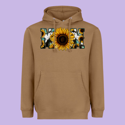 Sunflower Cowhide Mom Heavyweight Hoodie Designed By Jasminsmagicworld