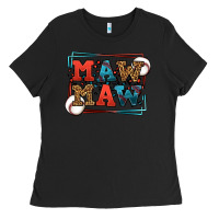 Black Baseball mawmaw leopard frame Ladies Tee - LillyAllenDesigns