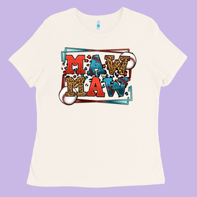 Baseball Mawmaw Leopard Frame Ladies Tee Designed By Lillyallendesigns