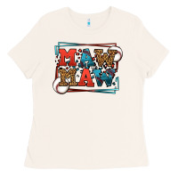 Bone Baseball mawmaw leopard frame Ladies Tee - LillyAllenDesigns