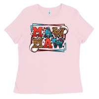 Bubblegum Pink Baseball mawmaw leopard frame Ladies Tee - LillyAllenDesigns
