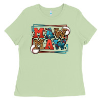 Matcha Baseball mawmaw leopard frame Ladies Tee - LillyAllenDesigns
