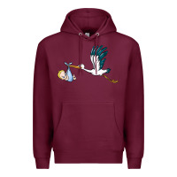 Burgundy stork with baby boy Premium Hoodie - BarkalooDesign