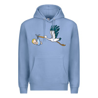 Colony Blue stork with baby boy Premium Hoodie - BarkalooDesign