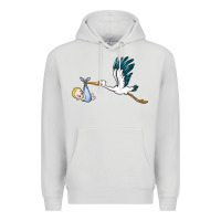 Dove Grey stork with baby boy Premium Hoodie - BarkalooDesign