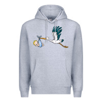 Heather Grey stork with baby boy Premium Hoodie - BarkalooDesign