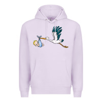 Lilac stork with baby boy Premium Hoodie - BarkalooDesign
