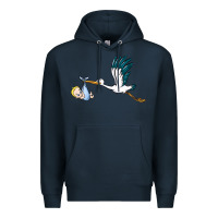 Navy stork with baby boy Premium Hoodie - BarkalooDesign
