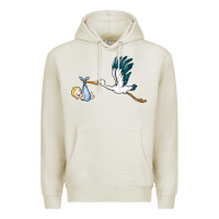 Oatmeal Heather stork with baby boy Premium Hoodie - BarkalooDesign