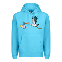 Ocean Blue stork with baby boy Premium Hoodie - BarkalooDesign