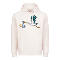Pale Pink stork with baby boy Premium Hoodie - BarkalooDesign