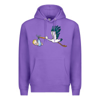Purple stork with baby boy Premium Hoodie - BarkalooDesign