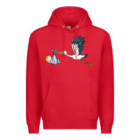 Red stork with baby boy Premium Hoodie - BarkalooDesign