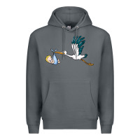 Rock stork with baby boy Premium Hoodie - BarkalooDesign