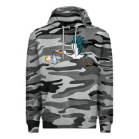 Slate Camo stork with baby boy Premium Hoodie - BarkalooDesign