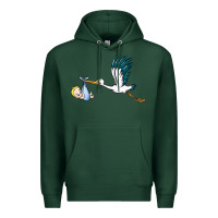 Sports Green stork with baby boy Premium Hoodie - BarkalooDesign