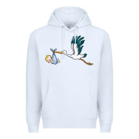 White stork with baby boy Premium Hoodie - BarkalooDesign