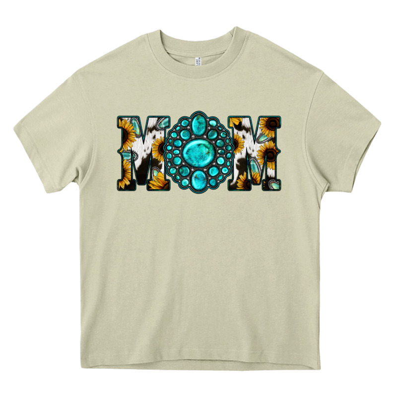 Sunflower Cowhide Turquoise Gemstone Mom Heavy Core Tee by Jasminsmagicworld | Teevron