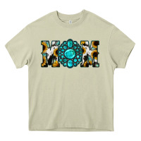 Mossy Sunflower Cowhide Turquoise Gemstone Mom Heavy Core Tee - Jasminsmagicworld