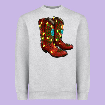 Cowboy Boots Christmas Heavyweight Sweatshirt Designed By Ranaportraitstore