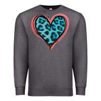 Charcoal Heather Blue Leopard Heart Premium Sweatshirt - Jasminsmagicworld