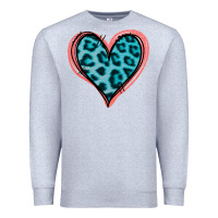 Heather Grey Blue Leopard Heart Premium Sweatshirt - Jasminsmagicworld