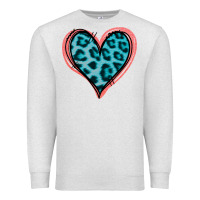 Oatmeal Heather Blue Leopard Heart Premium Sweatshirt - Jasminsmagicworld