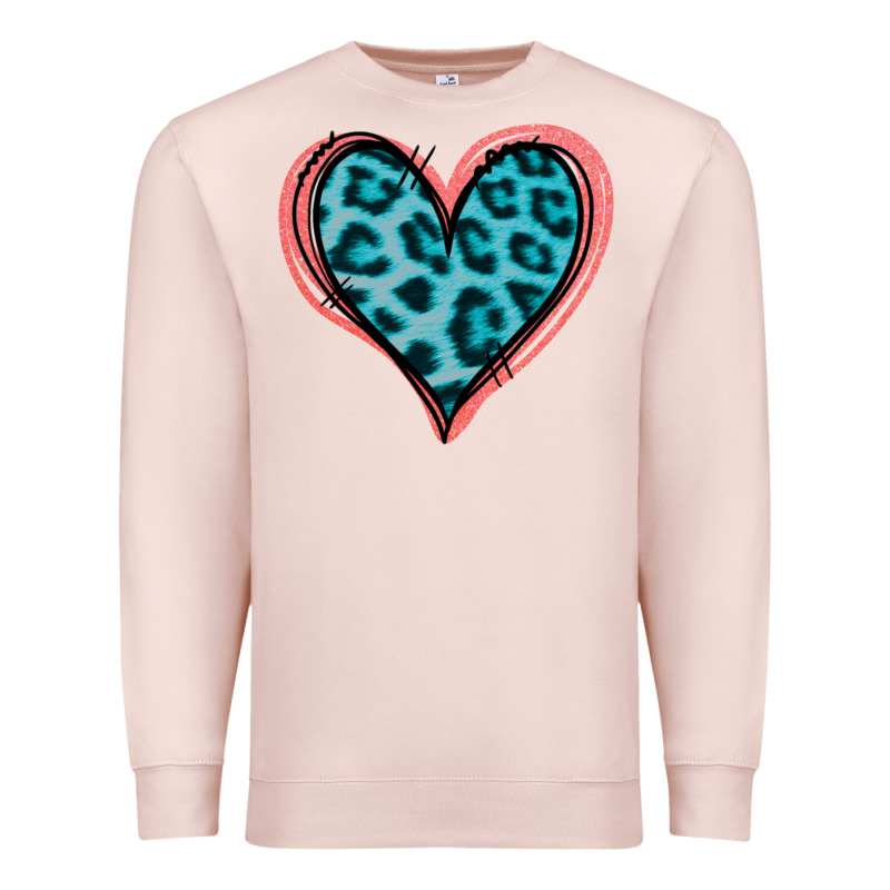 Blue Leopard Heart Premium Sweatshirt by Jasminsmagicworld | Teevron
