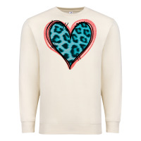 Sandshell Blue Leopard Heart Premium Sweatshirt - Jasminsmagicworld
