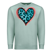 Seafoam Blue Leopard Heart Premium Sweatshirt - Jasminsmagicworld