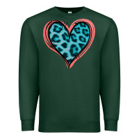 Sports Green Blue Leopard Heart Premium Sweatshirt - Jasminsmagicworld