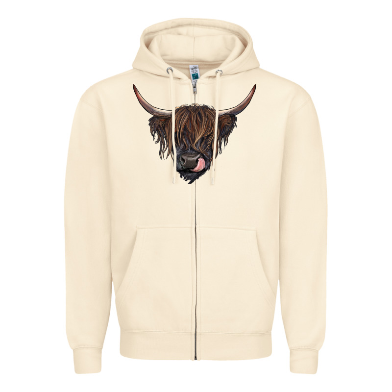 Black Highland Cow Zipper Hoodie by RanaPortraitStore | Teevron