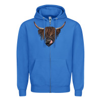 True Royal Black highland cow Zipper Hoodie - RanaPortraitStore