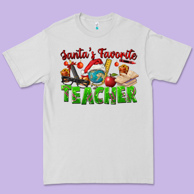 Santa's Favorite Teacher Premium Tee Designed By Fadigitalartstudio