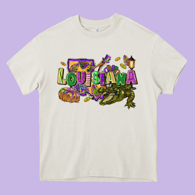 Louisiana Mardi Gras Heavy Core Tee Designed By Fadigitalartstudio