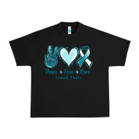 Black Peace Love Cure Cervical Cancer Urban Heavy Tee - Jasminsmagicworld