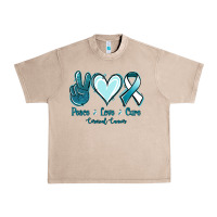 French Oak Peace Love Cure Cervical Cancer Urban Heavy Tee - Jasminsmagicworld