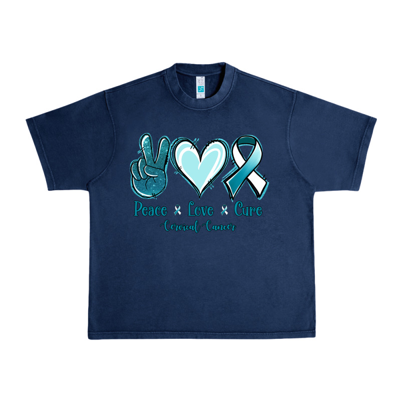 Peace Love Cure Cervical Cancer Urban Heavy Tee by Jasminsmagicworld | Teevron