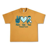 Peanut Butter Peace Love Cure Cervical Cancer Urban Heavy Tee - Jasminsmagicworld