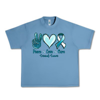 Pebble Blue Peace Love Cure Cervical Cancer Urban Heavy Tee - Jasminsmagicworld