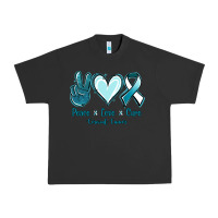 Pigment Black Peace Love Cure Cervical Cancer Urban Heavy Tee - Jasminsmagicworld