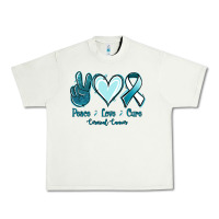 Pistachio Peace Love Cure Cervical Cancer Urban Heavy Tee - Jasminsmagicworld