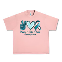 Salmon Peace Love Cure Cervical Cancer Urban Heavy Tee - Jasminsmagicworld