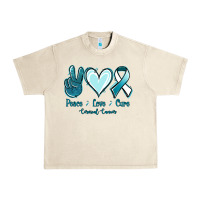 Sandshell Peace Love Cure Cervical Cancer Urban Heavy Tee - Jasminsmagicworld