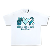 White Peace Love Cure Cervical Cancer Urban Heavy Tee - Jasminsmagicworld