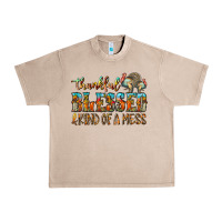 French Oak Thankful Blessed And Kind Of A Mess Urban Heavy Tee - CowhideDigitalArt